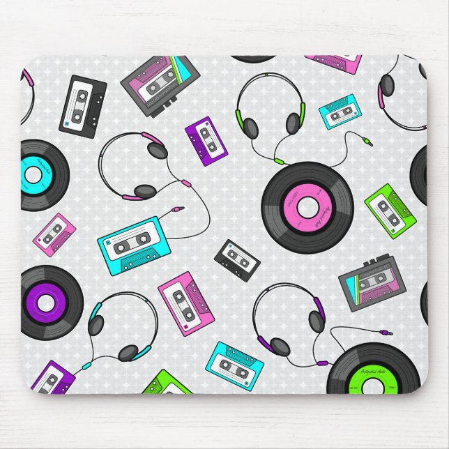 Retro Music Pattern Mouse Mat (Front)