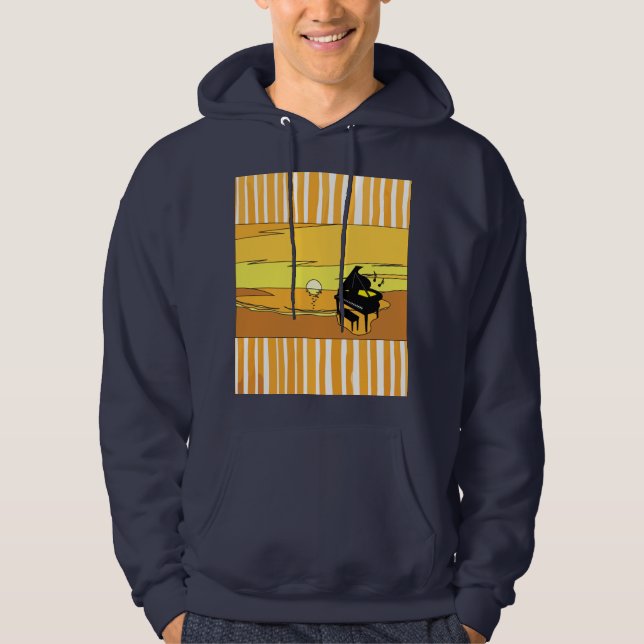 Retro Music Piano Sunset Hoodie (Front)
