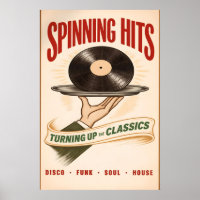 Retro Music Poster, Vinyl Record Art, DJ Lounge