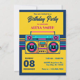 Retro music radio  invitation