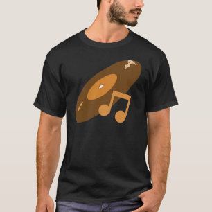 Retro Music Record & Note Orange T-Shirt