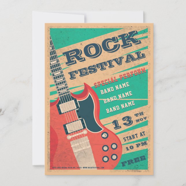 Retro music rock festival flyer Announcement (Front)