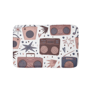 Retro Music Seamless Vintage Pattern. Bath Mat