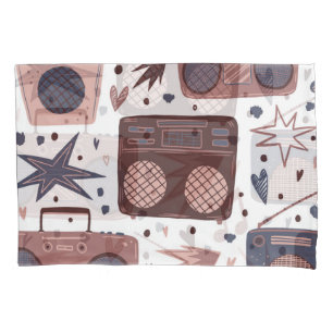 Retro Music Seamless Vintage Pattern. Pillowcase