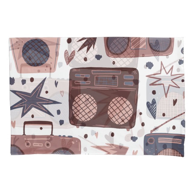 Retro Music Seamless Vintage Pattern. Pillowcase (Front)