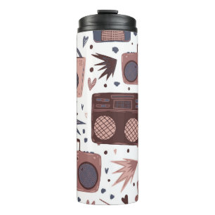 Retro Music Seamless Vintage Pattern. Thermal Tumbler