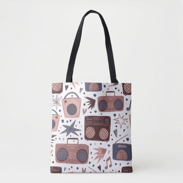 Retro Music Seamless Vintage Pattern. Tote Bag (Front)