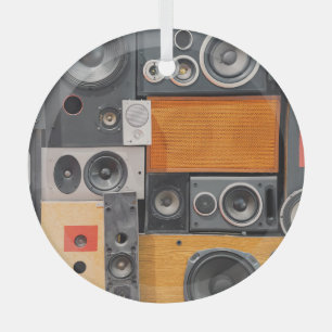 Retro Music Speaker Wall Design Glass Tree Decoration
