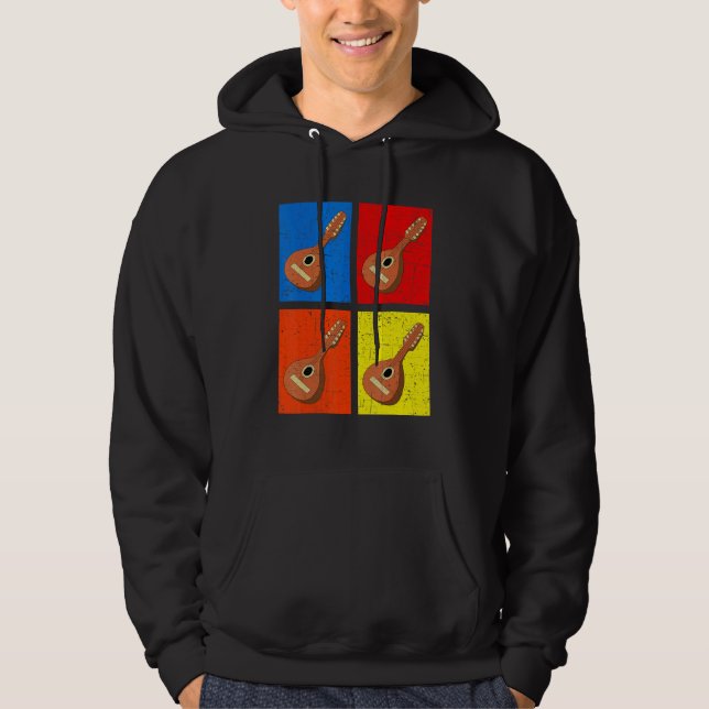 Retro Music String Instrument Mandolin Hoodie (Front)