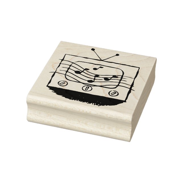 Retro Music Television Set Rubber Art Stamp (Stamp)