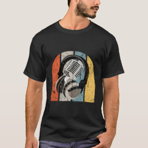 Retro Music Theme Vintage Headphones Microphone Po T-Shirt