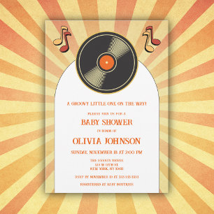 Retro Music Vinyl Groovy Baby Shower Invitation
