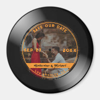 Retro Music Vinyl Record Photo Wedding Round 