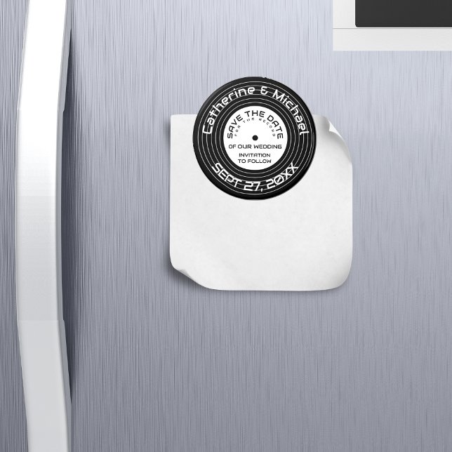 Retro Music Vinyl Record Save The Date Magnet (Creator Uploaded)