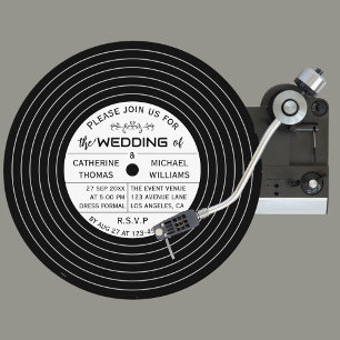 Retro Music Vinyl Record Unique Wedding  Invitation