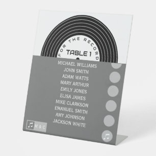 Retro Music Vinyl Record Unique Wedding Pedestal Sign