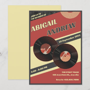 Retro music wedding invitation