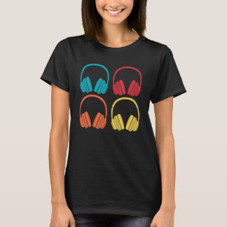 Retro Musician Music  Headphones Music T-Shirt
