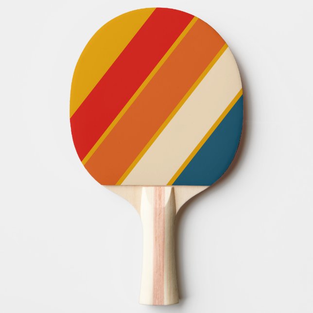 Retro Mustard Bold Striped Ping Pong Paddle (Front)