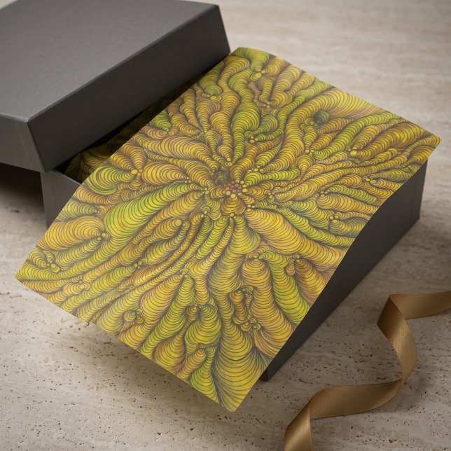 Retro Mustard Groovy Psychedelic Abstract Pattern Tissue Paper (Creator Uploaded)