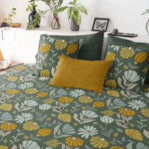 Retro Mustard Olive and Sage Wildflower