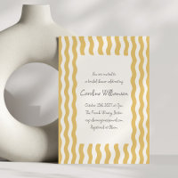 Retro Mustard Yellow Wavy Border Bridal Shower