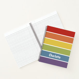 Retro Muted Rainbow LGBT Personalised Notebook