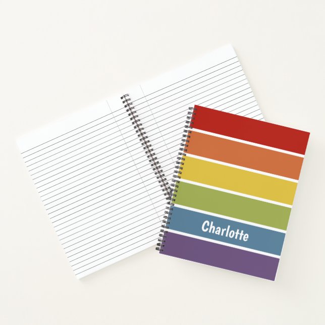 Retro Muted Rainbow LGBT Personalised Notebook (Inside)