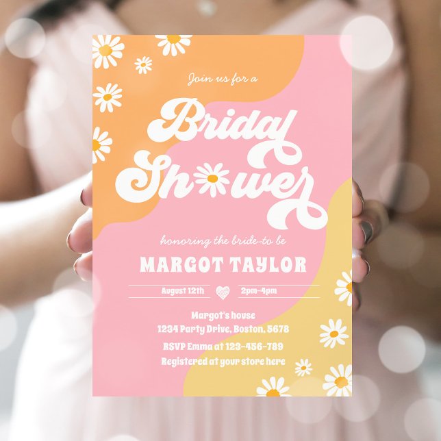Retro Muted Tones Boho Hippy Vibes Bridal Shower Invitation (Creator Uploaded)