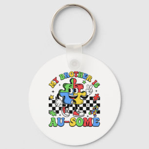 Retro My Brother Is Awesome Autism Awareness Siste Key Ring