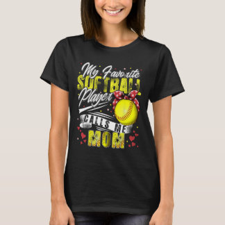 Retro My Favorite Softbyll Player Calls Me Mom Mot T-Shirt