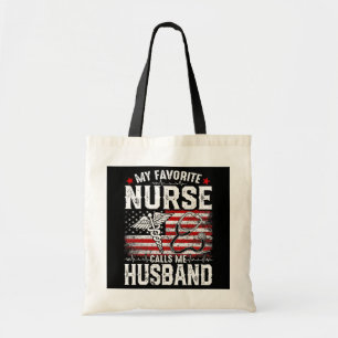 Retro My Favourite Nurse Calls Me Husband American Tote Bag