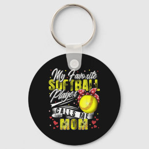 Retro My Favourite Softball Player Calls Me Mum Mo Key Ring