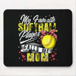 Retro My Favourite Softball Player Calls Me Mum Mo Mouse Mat