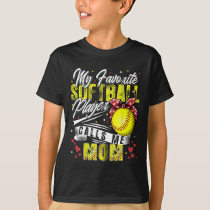 Retro My Favourite Softball Player Calls Me Mum Mo T-Shirt
