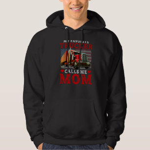Retro My Favourite Trucker Calls Me Mum Usa Flag M Hoodie