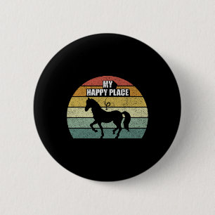 Retro My Happy Place Horse Shirt Horseback Riding 6 Cm Round Badge