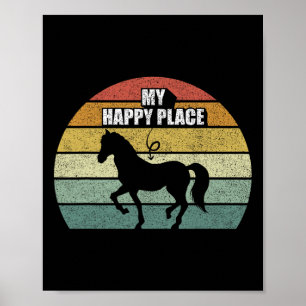 Retro My Happy Place Horse Shirt Horseback Riding Poster
