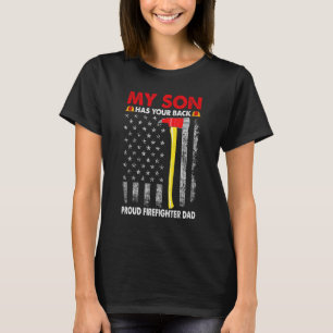 Retro My Son Has Your Back Proud Firefighter Dad F T-Shirt
