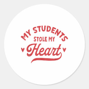 Retro My Students Stole My Heart Cute Teacher Vale Classic Round Sticker