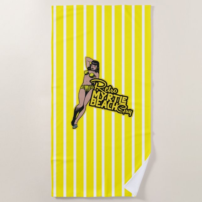 retro myrtle beach guy beach towel (Front)