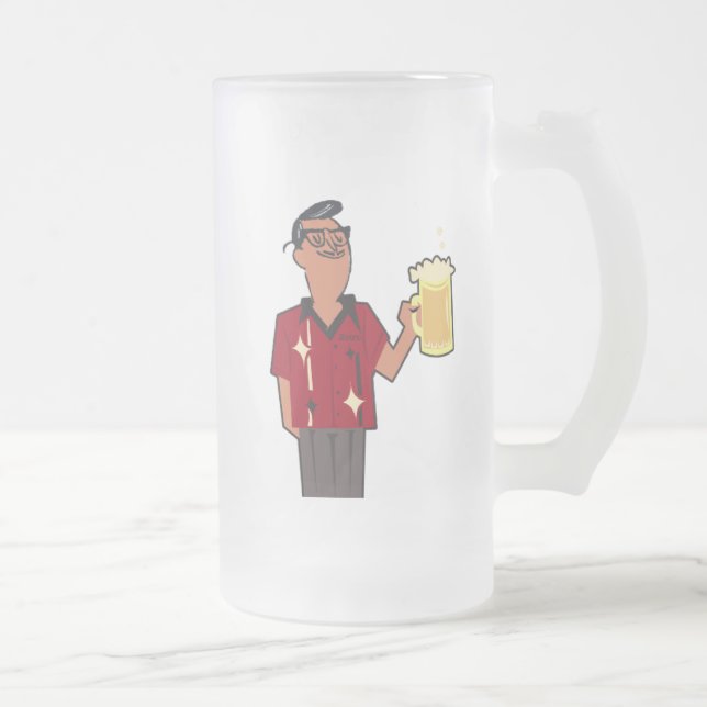 Retro Myrtle Beach Guy Frosted Glass Beer Mug (Right)