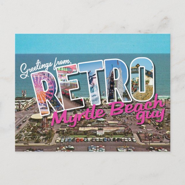 Retro Myrtle Beach Guy Holiday Postcard (Front)