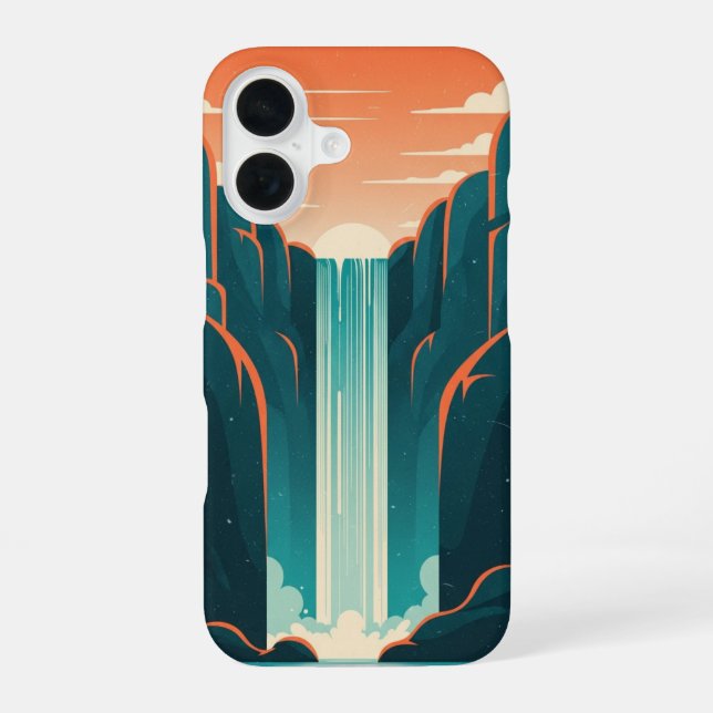 Retro Mystic Waterfall iPhone 16 Case (Back)