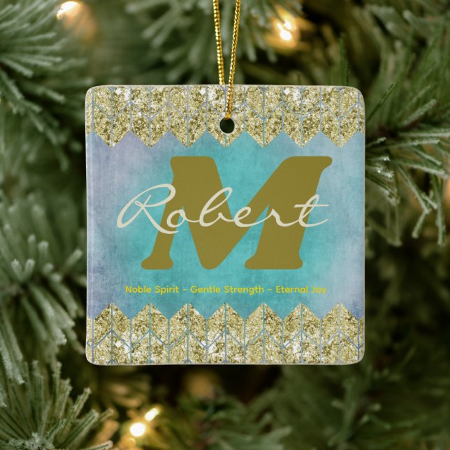 Retro Name Meaning Ornament, Custom Keepsake Ceramic Ornament (Tree)