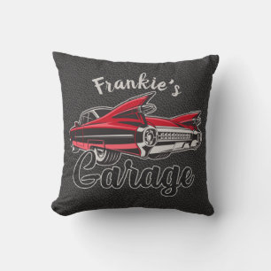 Retro NAME Red Caddy Vintage Classic Car Garage Cushion