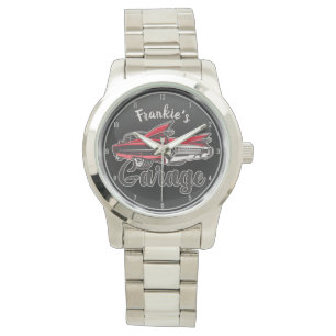 Retro NAME Red Caddy Vintage Classic Car Garage La Watch