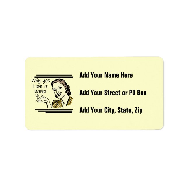 Retro Nana T-shirts and Gifts Label (Front)