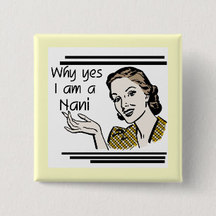 Retro Nani T-shirts and GIfts 15 Cm Square Badge