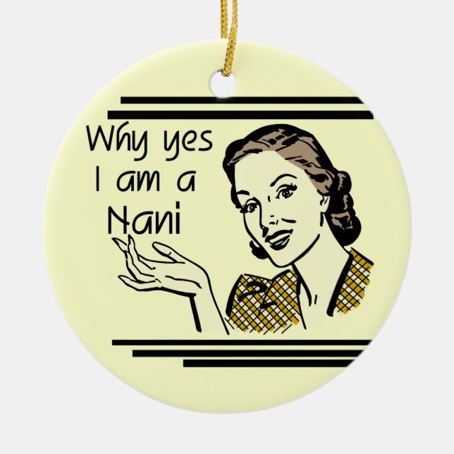 Retro Nani T-shirts and GIfts Ceramic Tree Decoration (Front)